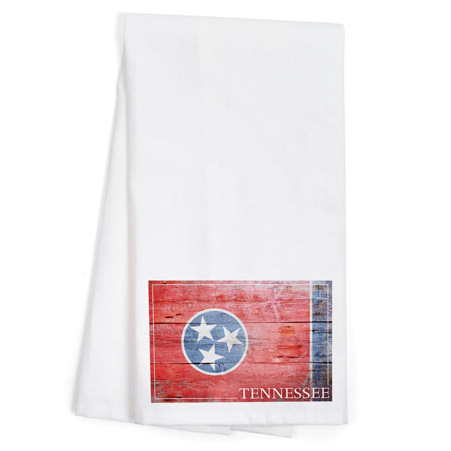 Rustic Tennessee State Flag, Organic Cotton Kitchen Tea Towels Kitchen Lantern Press 
