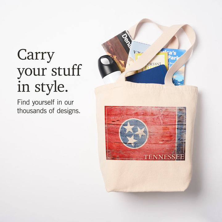 Rustic Tennessee State Flag, Tote Bag Totes Lantern Press 