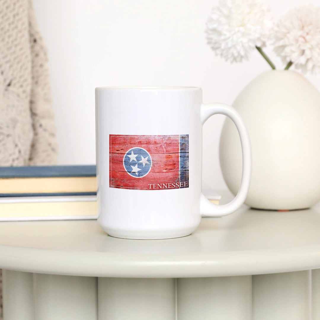 Rustic Tennesseee State Flag, Lantern Press Photography, Ceramic Mug Mugs Lantern Press 