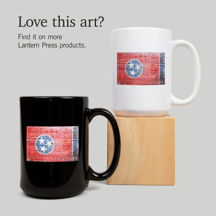 Rustic Tennesseee State Flag, Lantern Press Photography, Ceramic Mug Mugs Lantern Press 