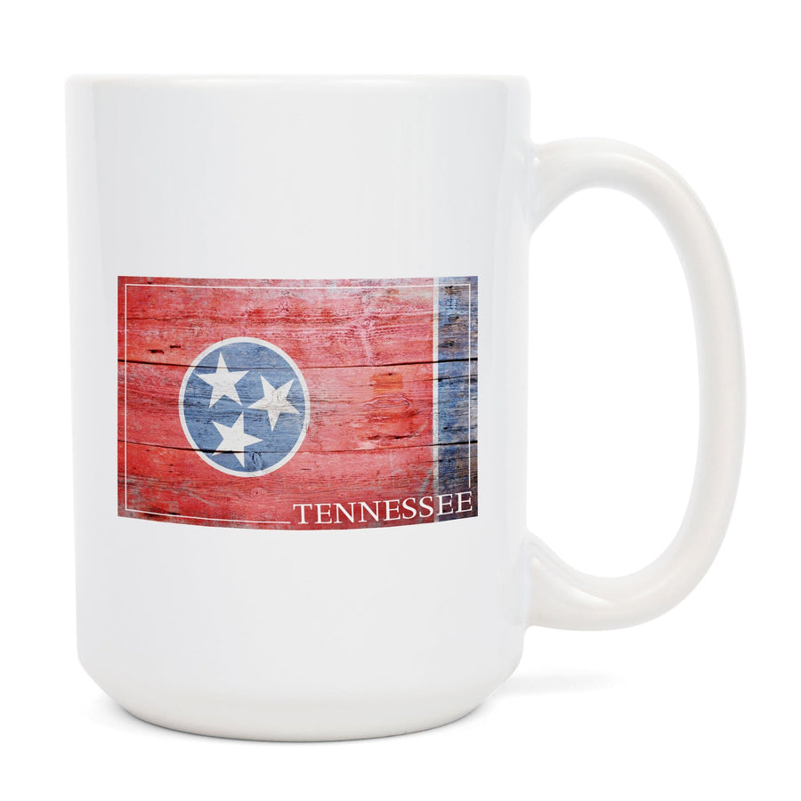 Rustic Tennesseee State Flag, Lantern Press Photography, Ceramic Mug Mugs Lantern Press 