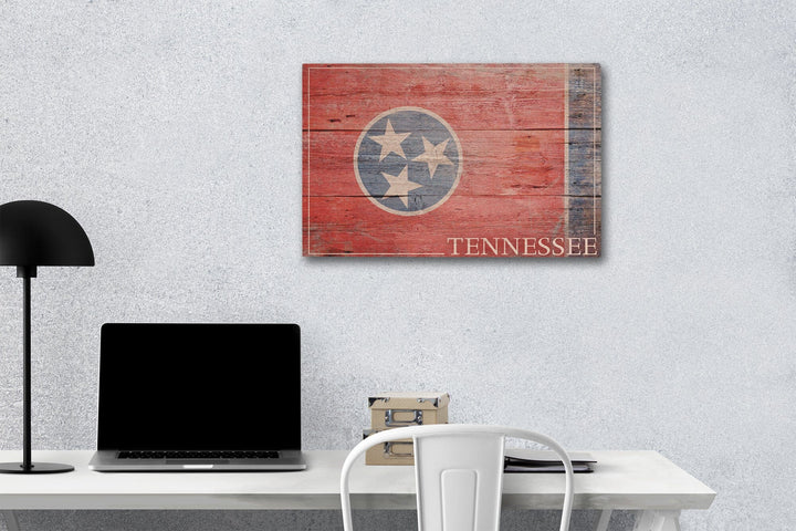 Rustic Tennesseee State Flag, Lantern Press Photography, Wood Signs and Postcards Wood Lantern Press 12 x 18 Wood Gallery Print 