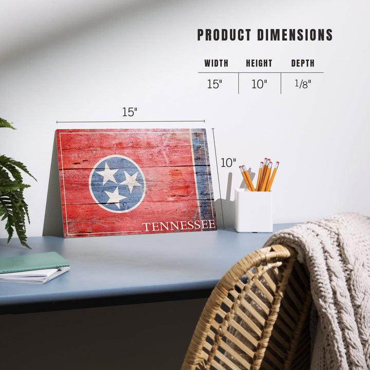 Rustic Tennesseee State Flag, Lantern Press Photography, Wood Signs and Postcards Wood Lantern Press 
