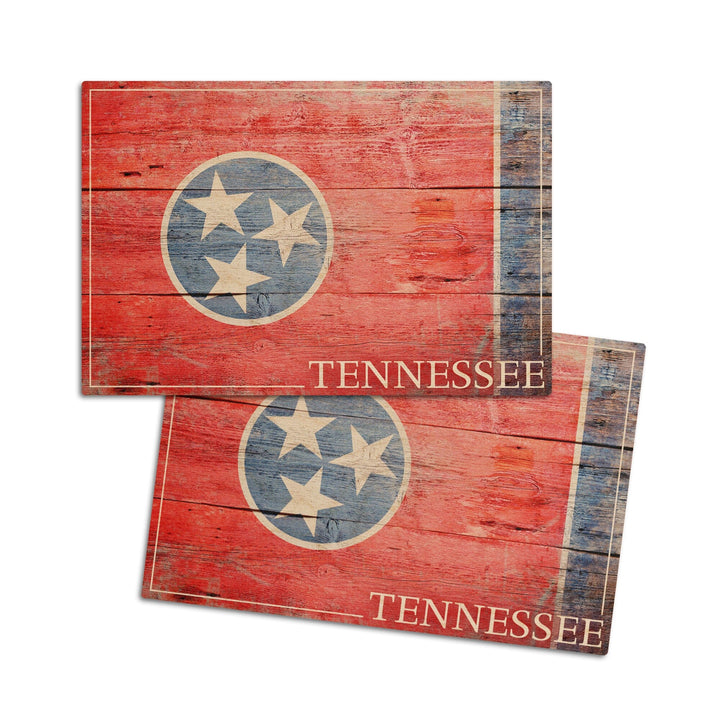 Rustic Tennesseee State Flag, Lantern Press Photography, Wood Signs and Postcards Wood Lantern Press 4x6 Wood Postcard Set 