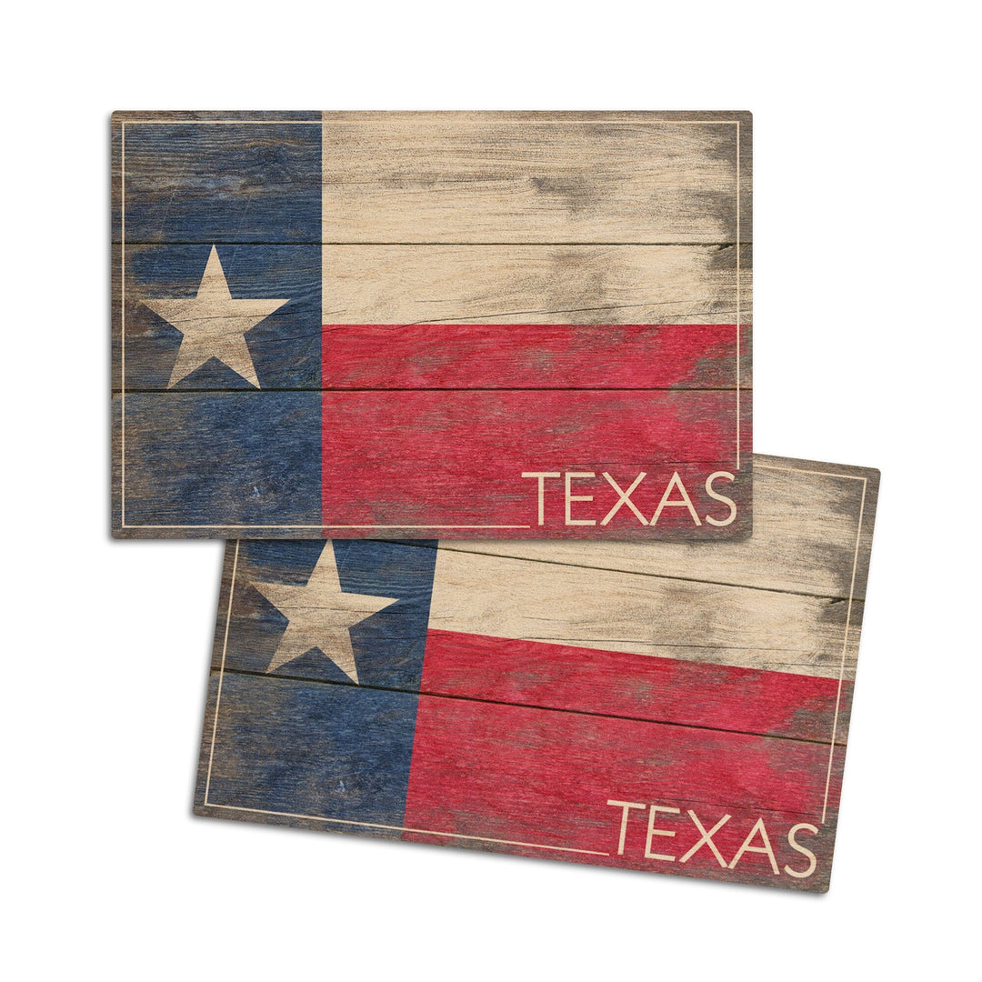 Rustic Texas State Flag, Lantern Press Artwork, Wood Signs and Postcards Wood Lantern Press 4x6 Wood Postcard Set 