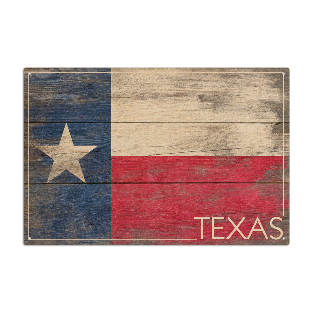 Rustic Texas State Flag, Lantern Press Artwork, Wood Signs and Postcards Wood Lantern Press 6x9 Wood Sign 