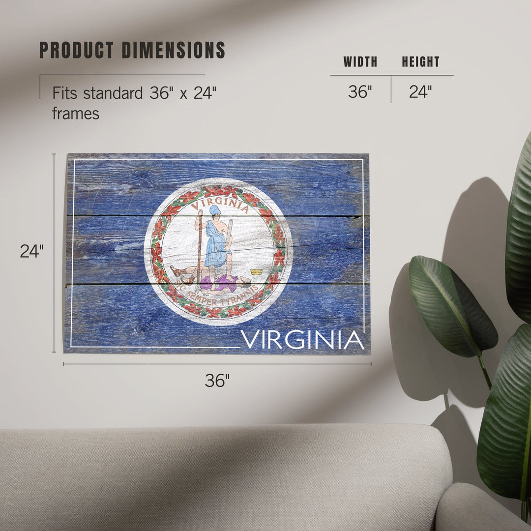 Rustic Virginia State Flag, Art & Giclee Prints Art Lantern Press 