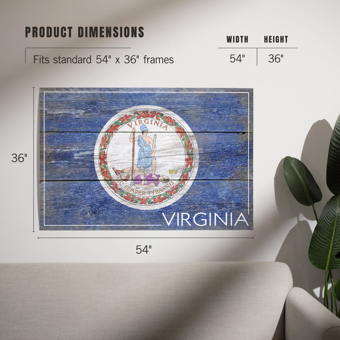 Rustic Virginia State Flag, Art & Giclee Prints Art Lantern Press 