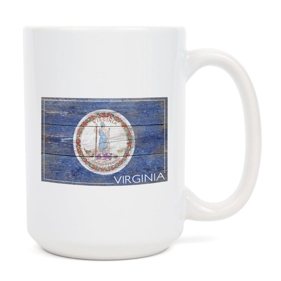 Rustic Virginia State Flag, Lantern Press Artwork, Ceramic Mug Mugs Lantern Press 