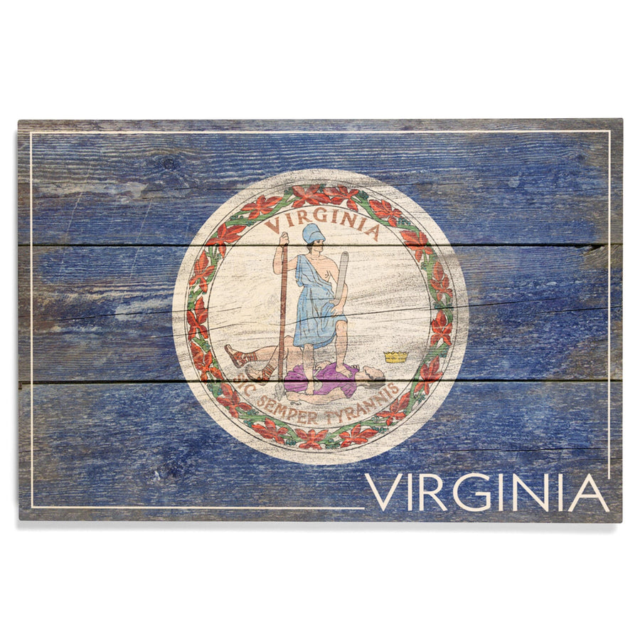 Rustic Virginia State Flag, Lantern Press Artwork, Wood Signs and Postcards Wood Lantern Press 