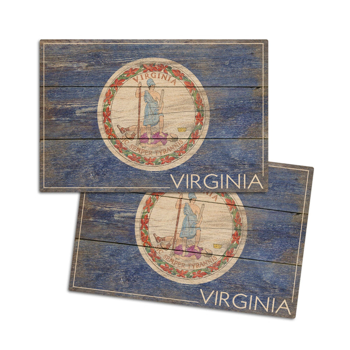 Rustic Virginia State Flag, Lantern Press Artwork, Wood Signs and Postcards Wood Lantern Press 4x6 Wood Postcard Set 