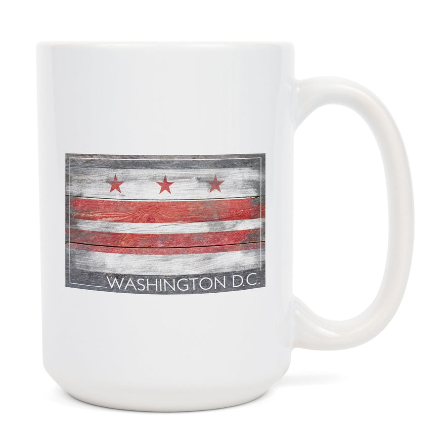 Rustic Washington DC Flag, Lantern Press Artwork, Ceramic Mug Mugs Lantern Press 
