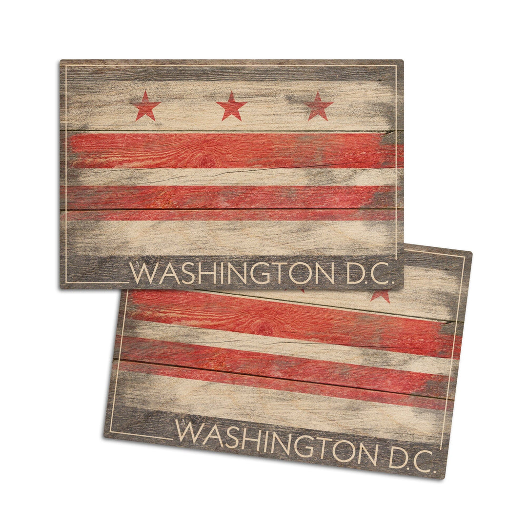 Rustic Washington DC Flag, Lantern Press Artwork, Wood Signs and Postcards Wood Lantern Press 4x6 Wood Postcard Set 