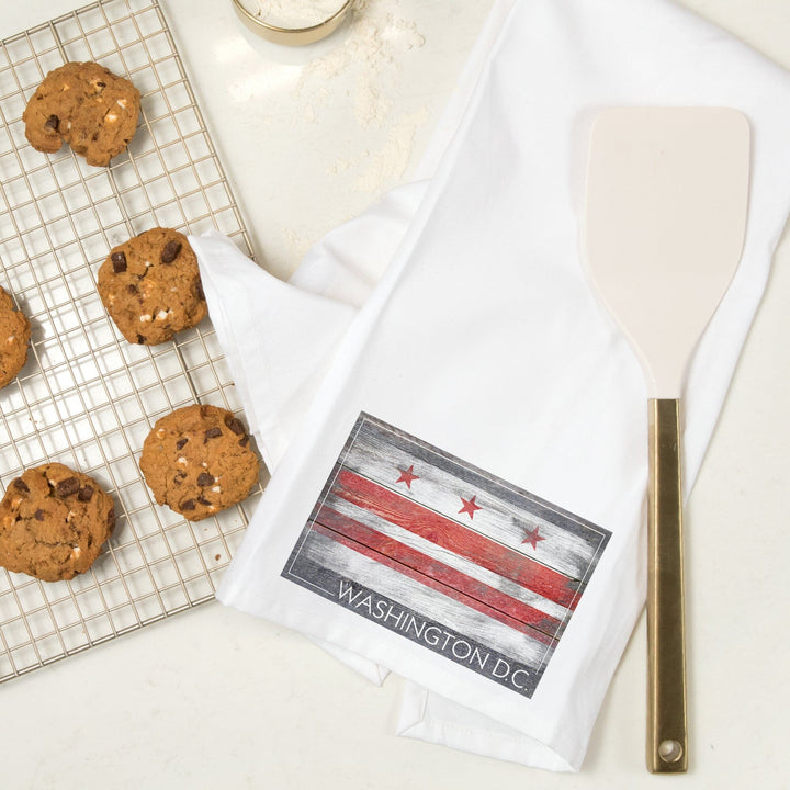 Rustic Washington DC Flag, Organic Cotton Kitchen Tea Towels Kitchen Lantern Press 