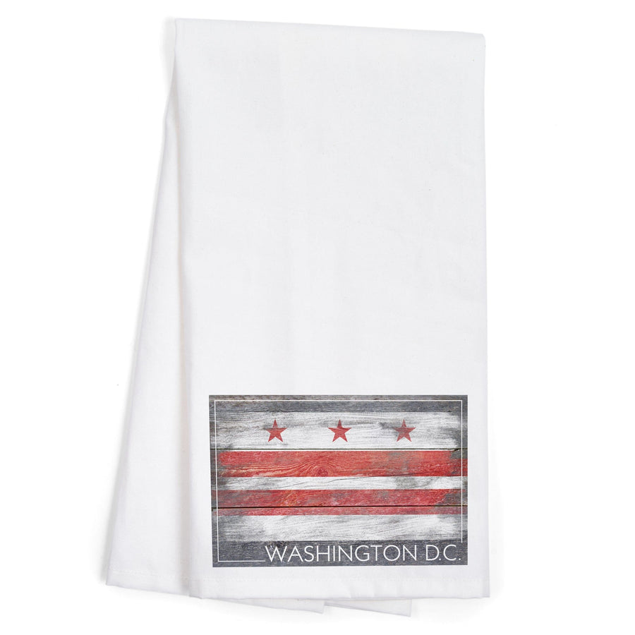 Rustic Washington DC Flag, Organic Cotton Kitchen Tea Towels Kitchen Lantern Press 