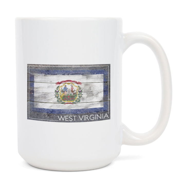 Rustic West Virginia State Flag, Lantern Press Artwork, Ceramic Mug Mugs Lantern Press 