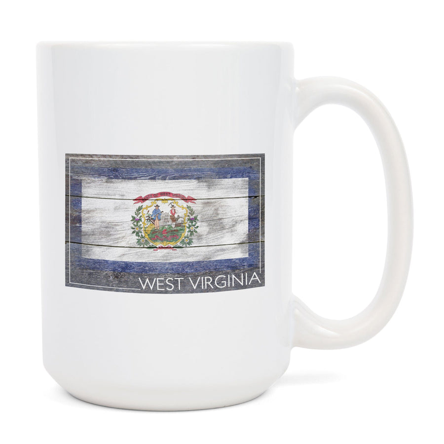 Rustic West Virginia State Flag, Lantern Press Artwork, Ceramic Mug Mugs Lantern Press 