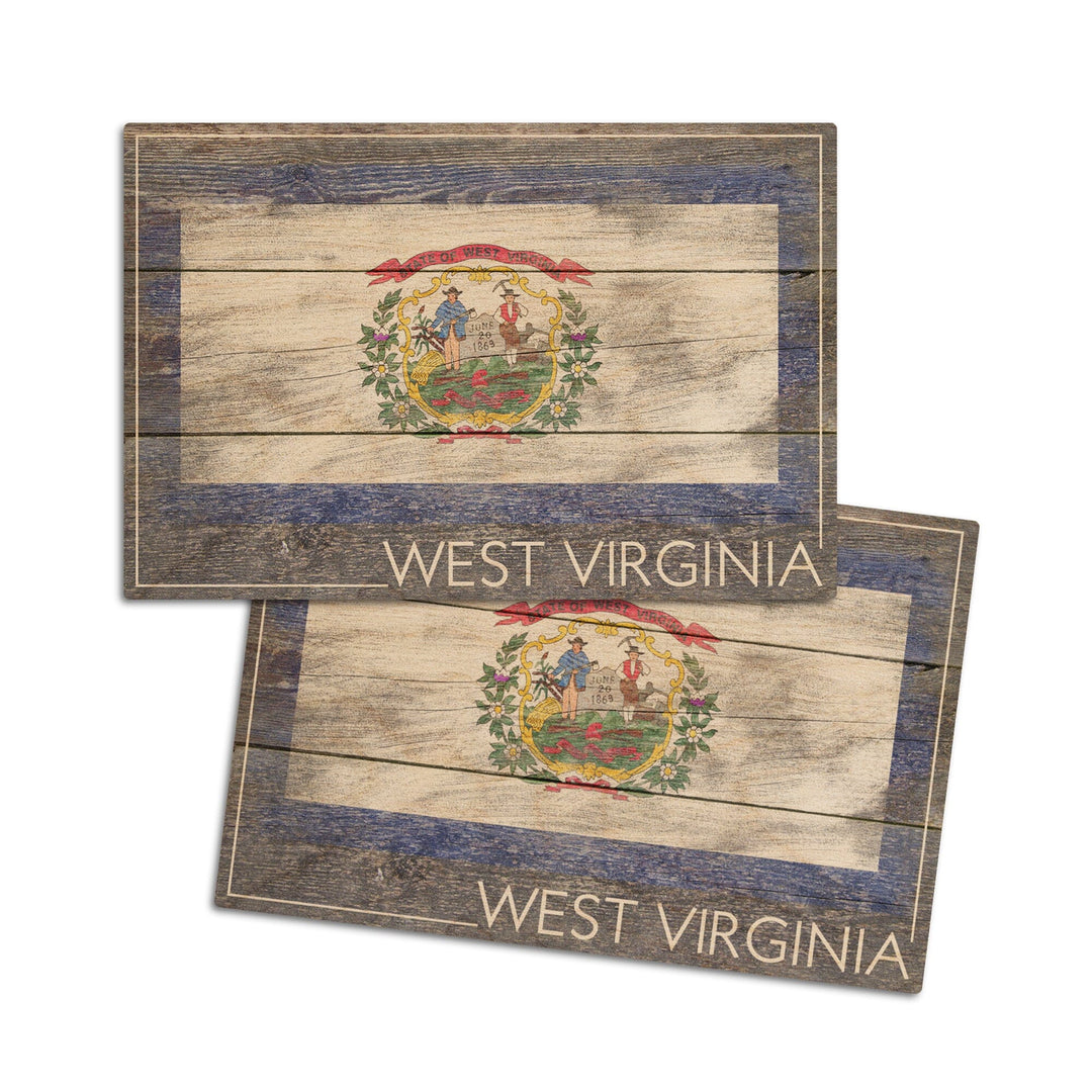 Rustic West Virginia State Flag, Lantern Press Artwork, Wood Signs and Postcards Wood Lantern Press 4x6 Wood Postcard Set 