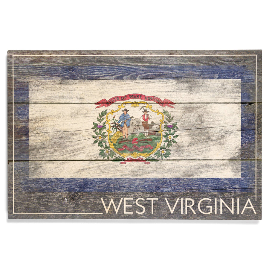 Rustic West Virginia State Flag, Lantern Press Artwork, Wood Signs and Postcards Wood Lantern Press 