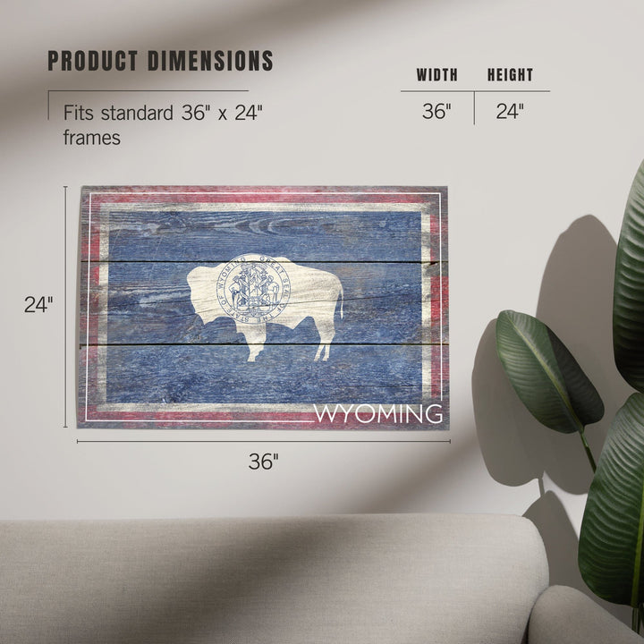 Rustic Wyoming State Flag, Art & Giclee Prints Art Lantern Press 
