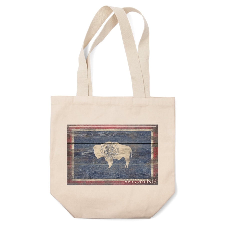 Rustic Wyoming State Flag, Lantern Press Artwork, Tote Bag Totes Lantern Press 