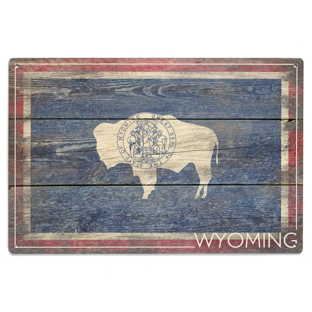 Rustic Wyoming State Flag, Lantern Press Artwork, Wood Signs and Postcards Wood Lantern Press 