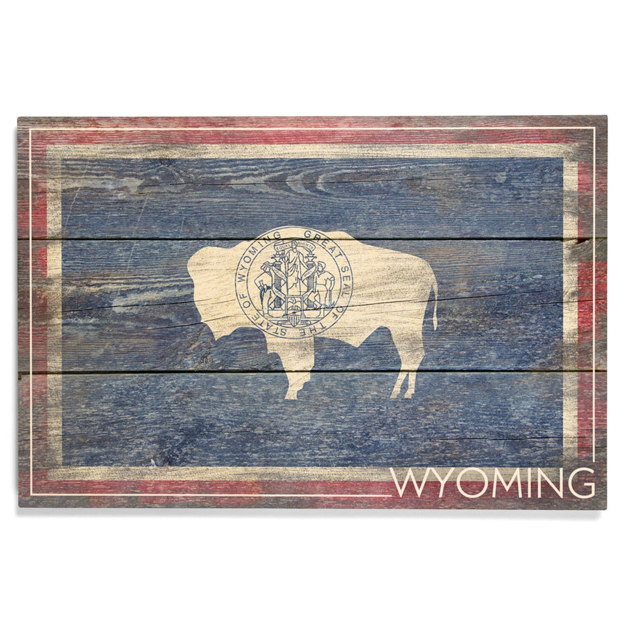 Rustic Wyoming State Flag, Lantern Press Artwork, Wood Signs and Postcards Wood Lantern Press 