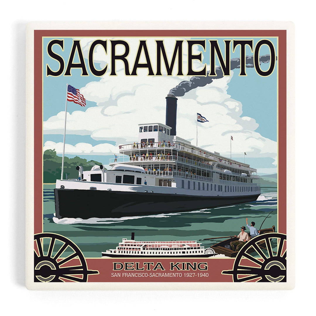 Sacramento, California, Delta King Riverboat, Coasters Coasters Lantern Press Coaster 