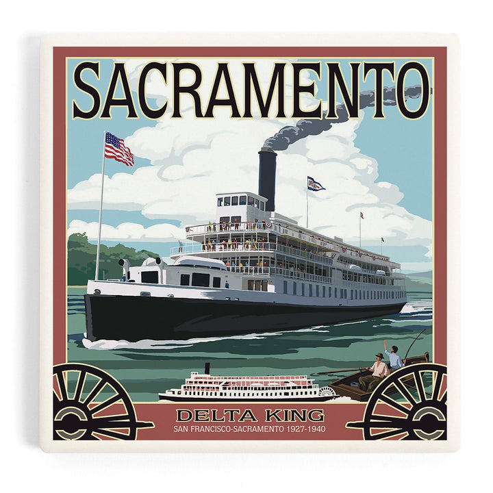 Sacramento, California, Delta King Riverboat, Coasters Coasters Lantern Press Coaster 
