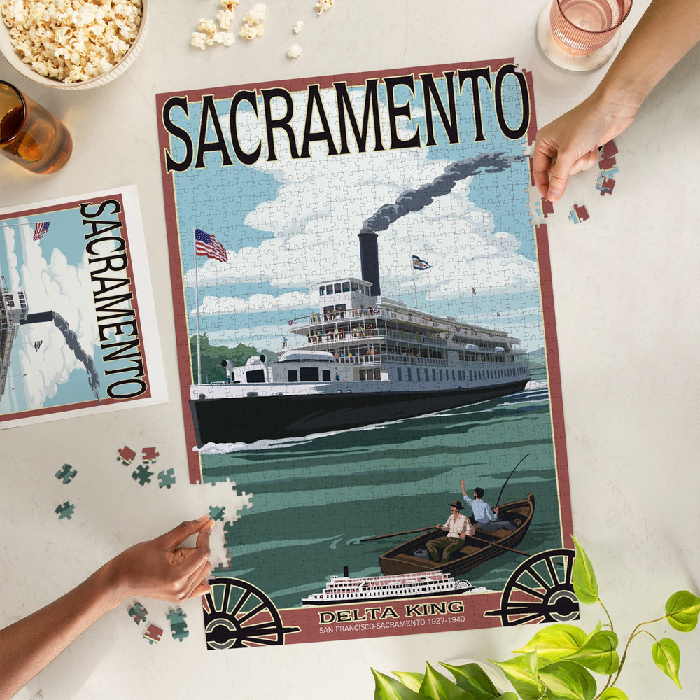 Sacramento, California, Delta King Riverboat, Jigsaw Puzzle Puzzle Lantern Press 