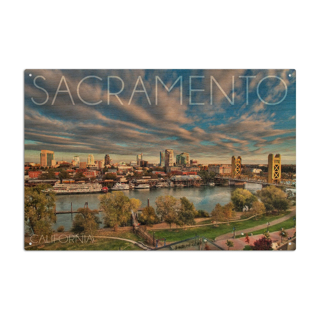 Sacramento, California, Downtown, Lantern Press Photography, Wood Signs and Postcards Wood Lantern Press 10 x 15 Wood Sign 