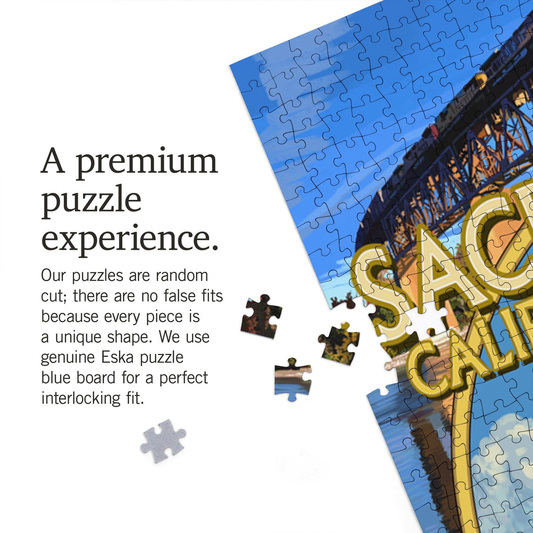 Sacramento, California, Montage, Jigsaw Puzzle Puzzle Lantern Press 