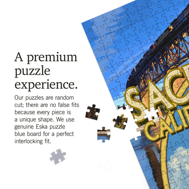 Sacramento, California, Montage, Jigsaw Puzzle Puzzle Lantern Press 