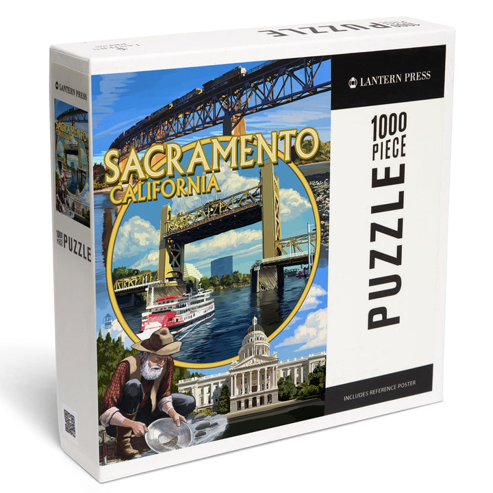 Sacramento, California, Montage, Jigsaw Puzzle Puzzle Lantern Press 