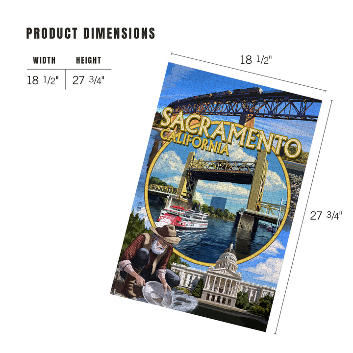 Sacramento, California, Montage, Jigsaw Puzzle Puzzle Lantern Press 