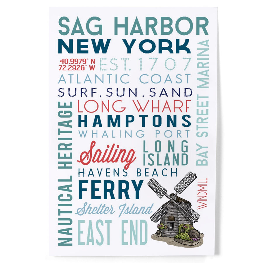 Sag Harbor, New York, Typography, Art & Giclee Prints Art Lantern Press 