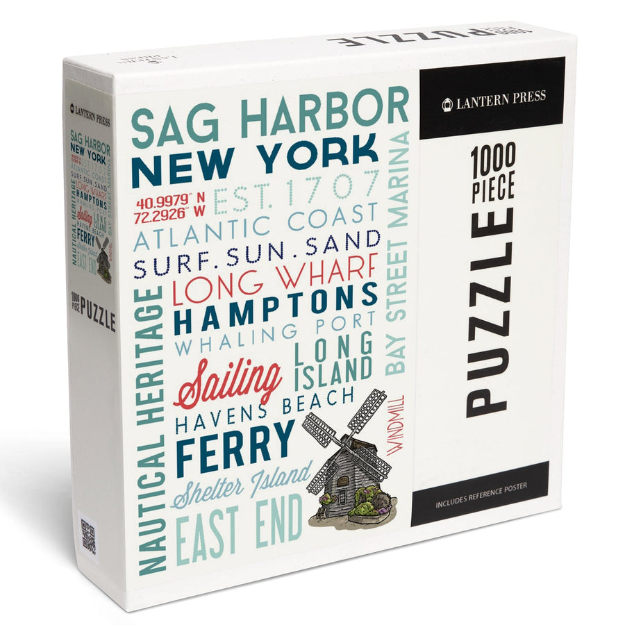 Sag Harbor, New York, Typography, Jigsaw Puzzle Puzzle Lantern Press 