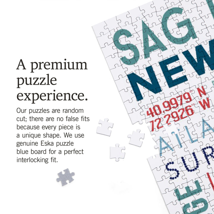 Sag Harbor, New York, Typography, Jigsaw Puzzle Puzzle Lantern Press 