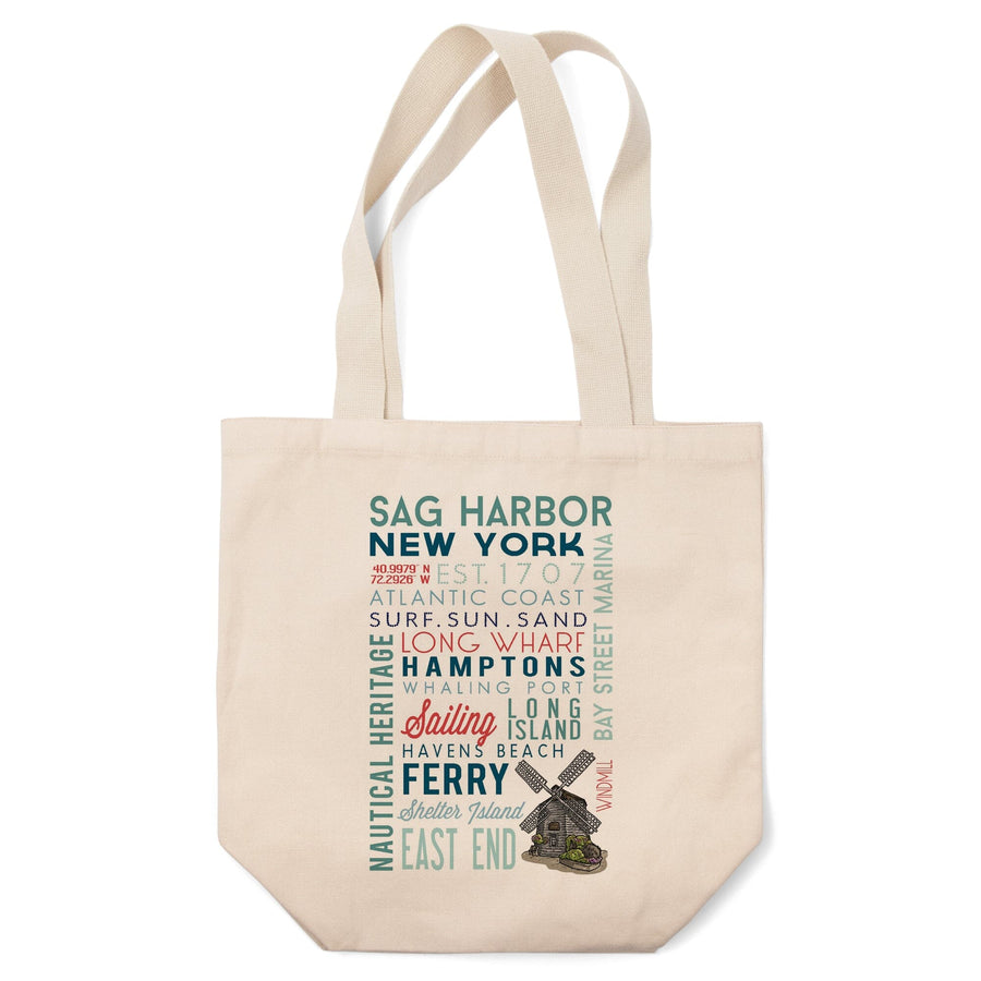 Sag Harbor, New York, Typography, Lantern Press Artwork, Tote Bag Totes Lantern Press 