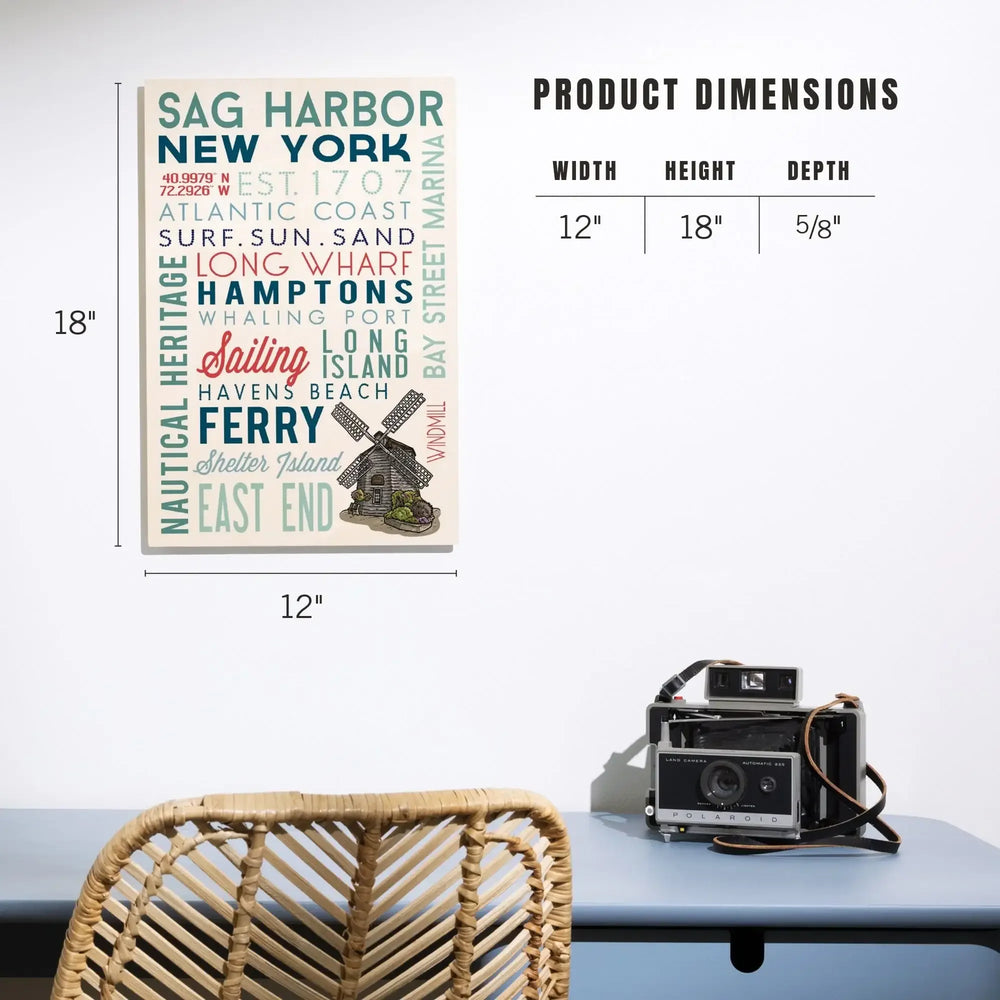 Sag Harbor, New York, Typography, Lantern Press Artwork, Wood Signs and Postcards Wood Lantern Press 