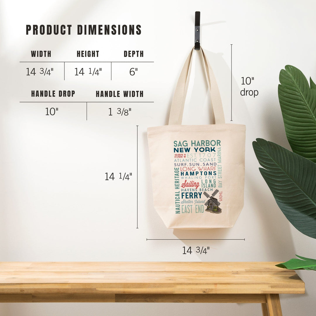 Sag Harbor, New York, Typography, Tote Bag Totes Lantern Press 