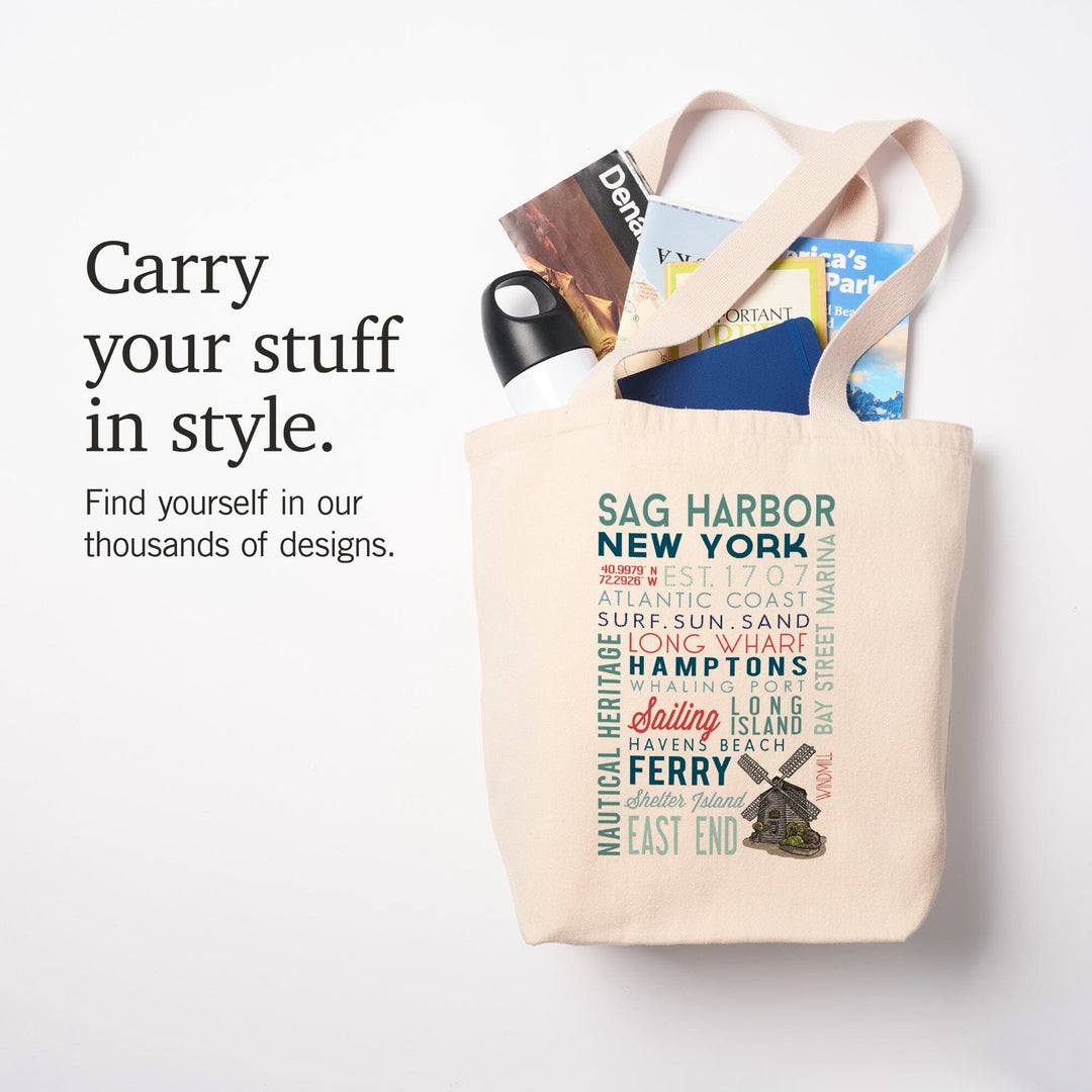 Sag Harbor, New York, Typography, Tote Bag Totes Lantern Press 