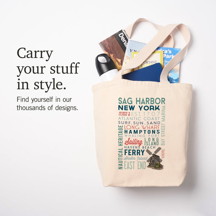 Sag Harbor, New York, Typography, Tote Bag Totes Lantern Press 