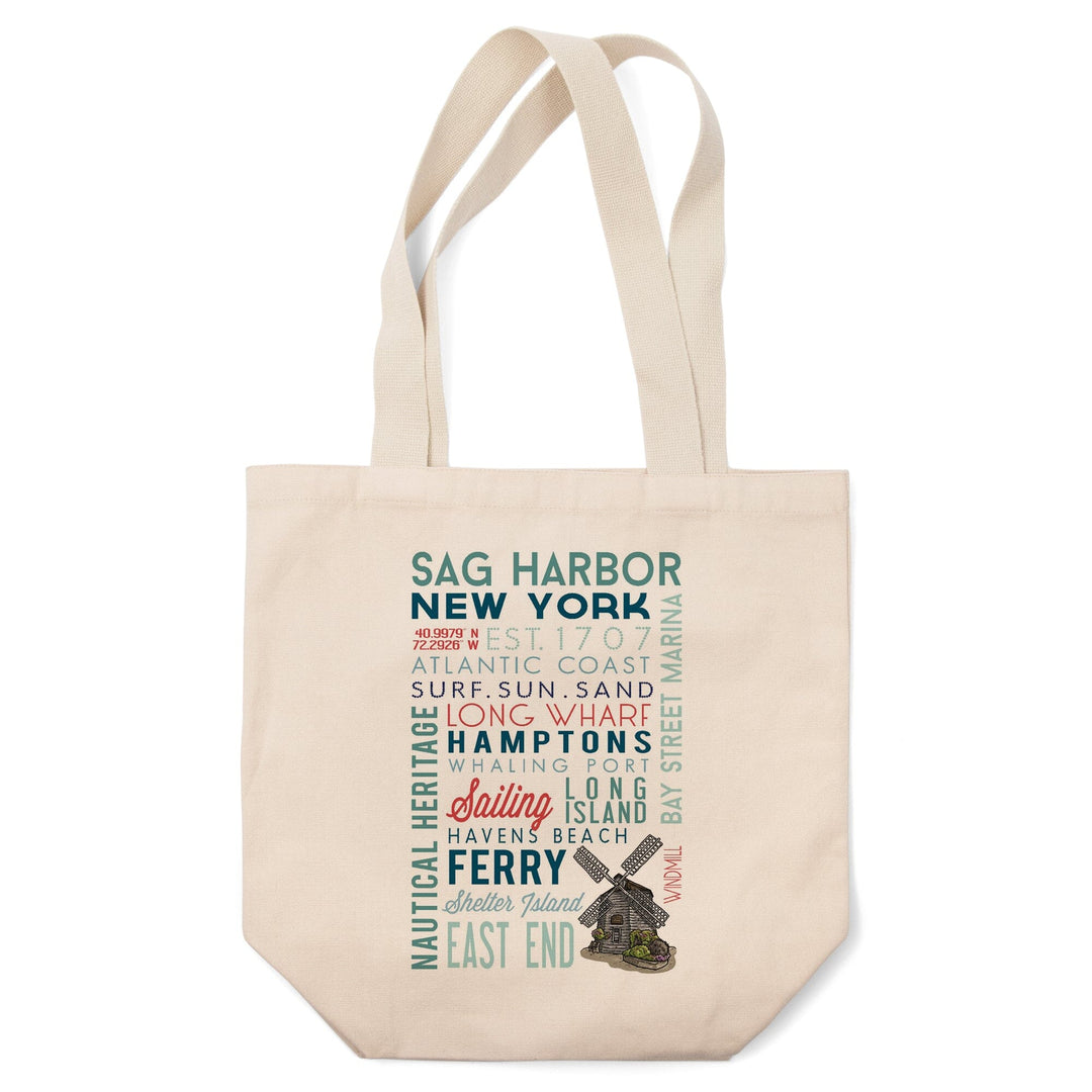 Sag Harbor, New York, Typography, Tote Bag Totes Lantern Press 