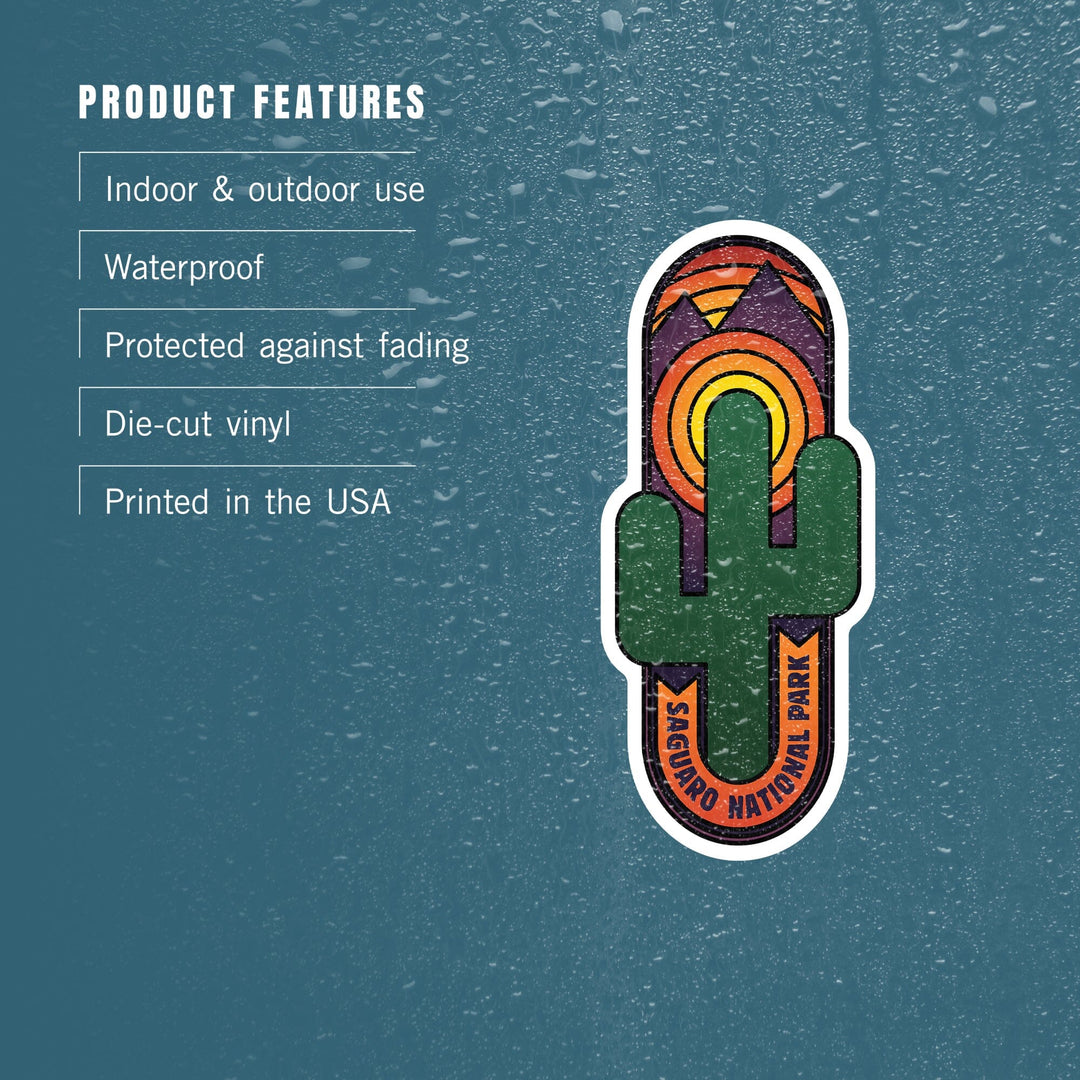 Saguaro National Park, Arizona, Cactus, Contour, Vector, Vinyl Sticker Sticker Lantern Press 