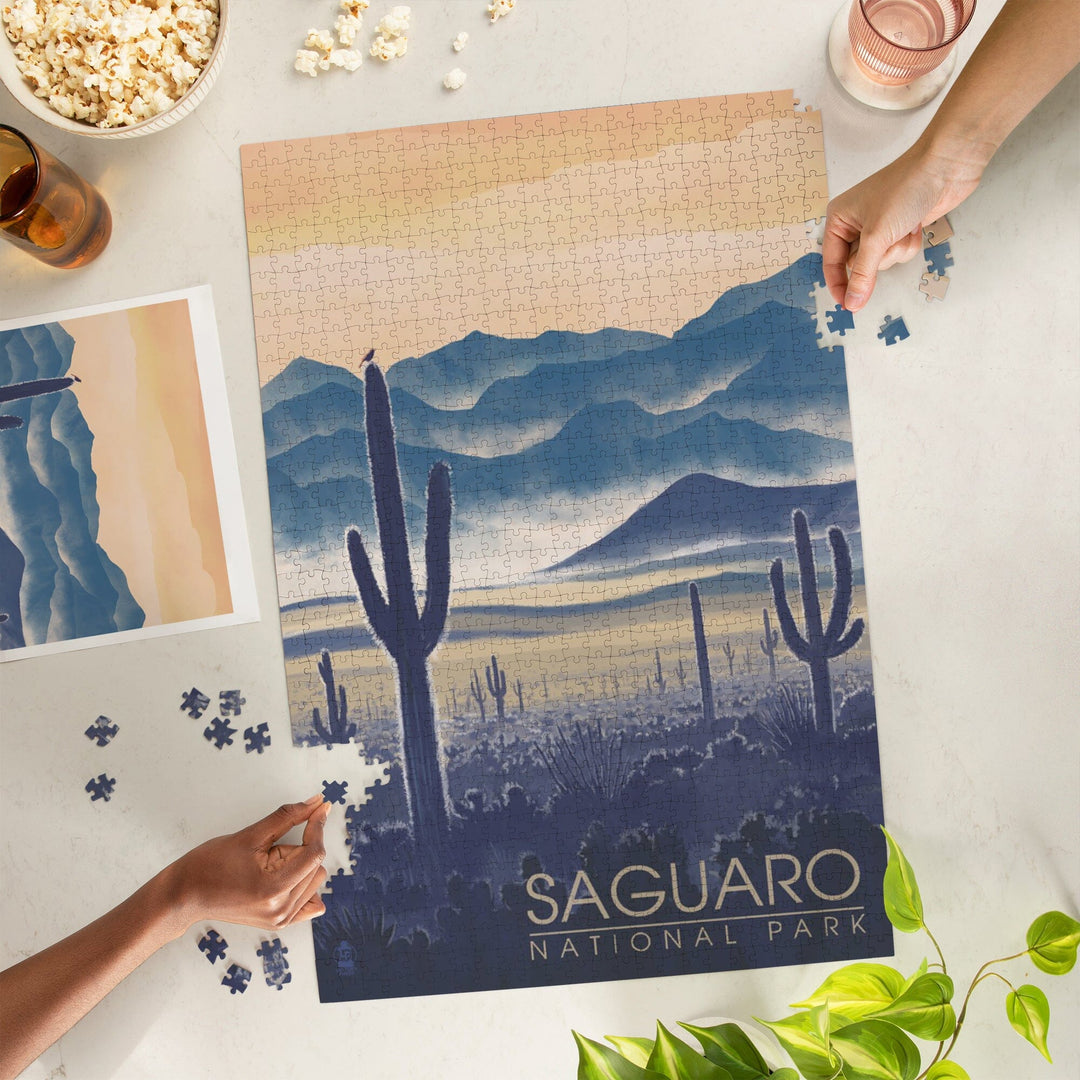 Saguaro National Park, Arizona, Desert Landscape, Jigsaw Puzzle Puzzle Lantern Press 