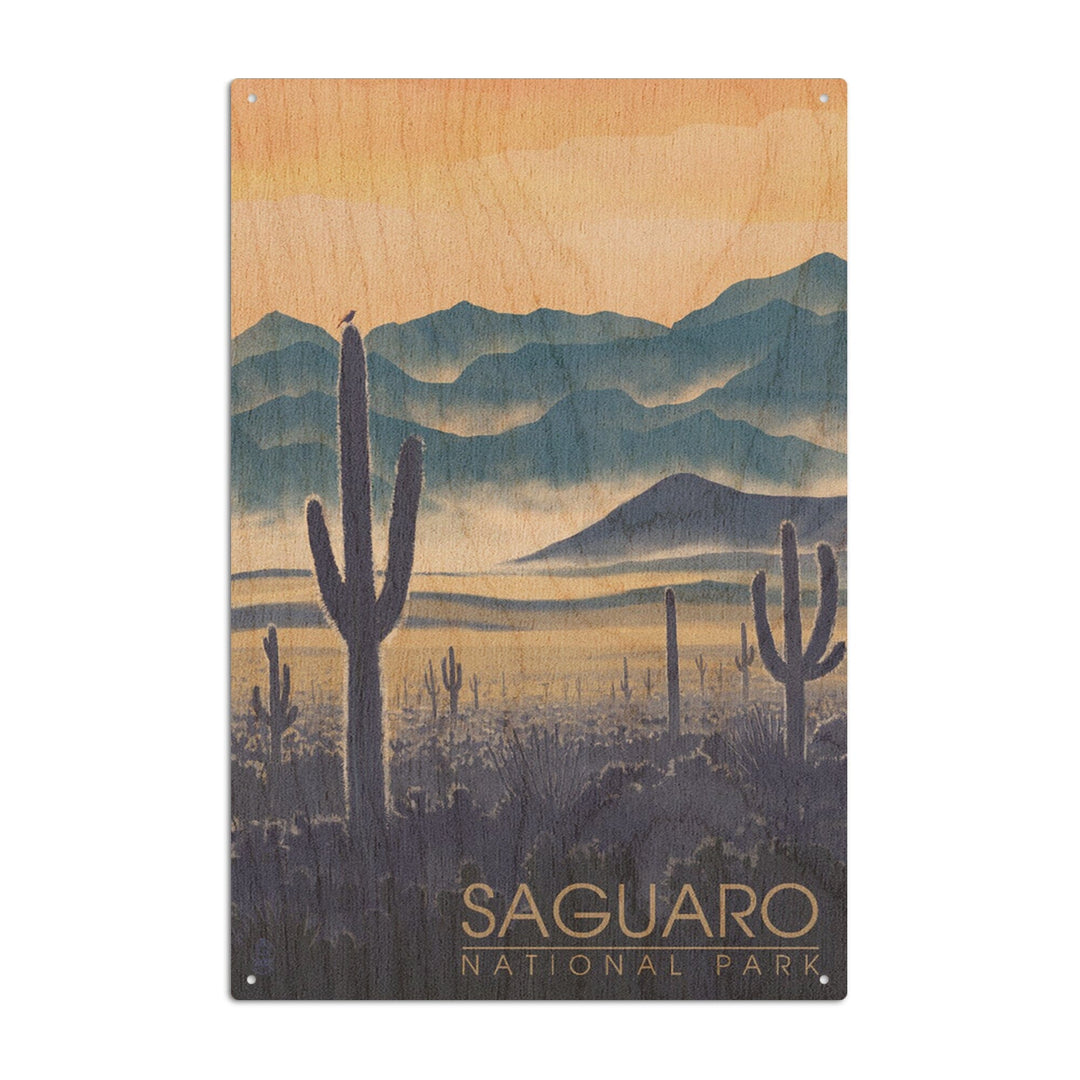 Saguaro National Park, Arizona, Desert Landscape, Lantern Press Artwork, Wood Signs and Postcards Wood Lantern Press 10 x 15 Wood Sign 
