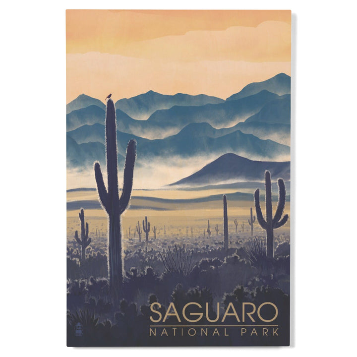 Saguaro National Park, Arizona, Desert Landscape, Lantern Press Artwork, Wood Signs and Postcards Wood Lantern Press 