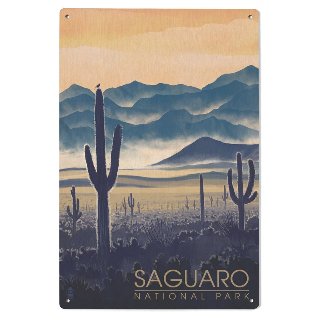 Saguaro National Park, Arizona, Desert Landscape, Lantern Press Artwork, Wood Signs and Postcards Wood Lantern Press 