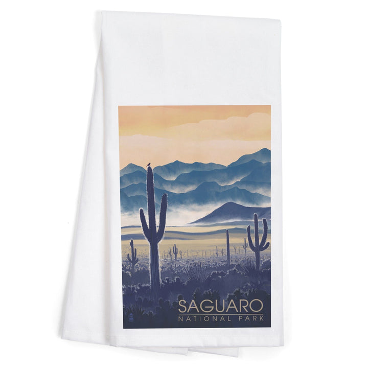 Saguaro National Park, Arizona, Desert Landscape, Organic Cotton Kitchen Tea Towels Kitchen Lantern Press 